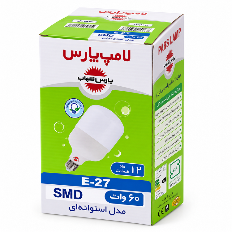 لامپ LED حبابدار 60 وات آفتابی E27 استوانهای پارس شهاب