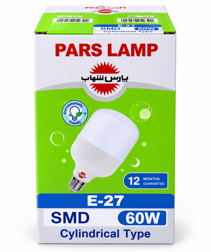 لامپ LED حبابدار 60 وات آفتابی E27 استوانهای پارس شهاب