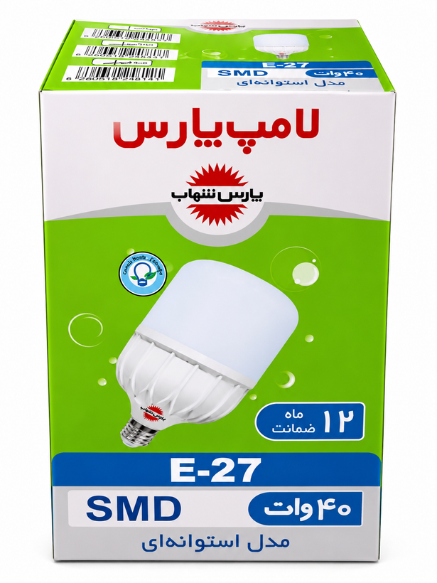لامپ LED حبابدار 40 وات آفتابی کوتاه E27 استوانهای پارس شهاب