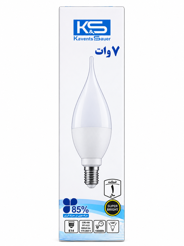 لامپ LED اشکی 7 وات مهتابی مات E14 توس
