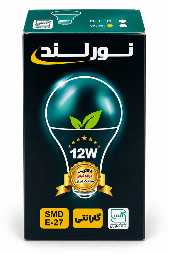 لامپ LED حبابی 12 وات آفتابی پایه E27 نورلند