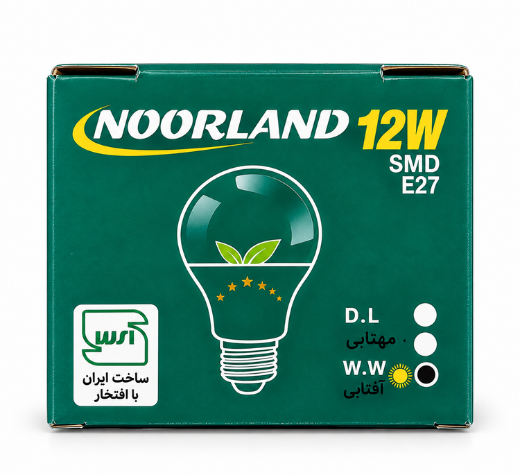 لامپ LED حبابی 12 وات آفتابی پایه E27 نورلند