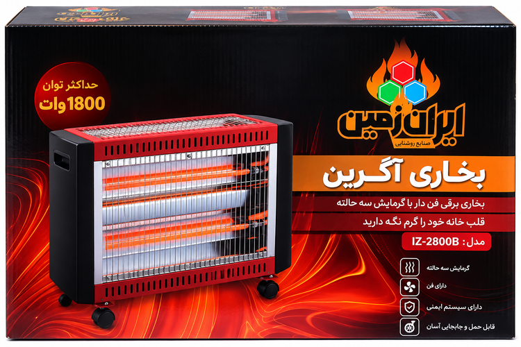 بخاری برقی آگرین مدل IZ2800B چهار شعله بدون فن