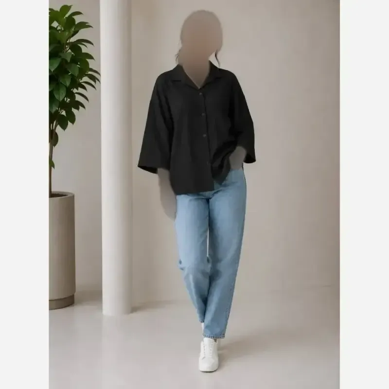 شومیز زنانه سما جنس سوپر آیوا رنگ مشکی سبز زرد سایز فری 38 تا 48