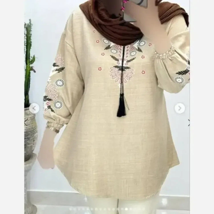 تونیک چاپی رنگی آرامش جنس شانتون درجه یک فری سایز