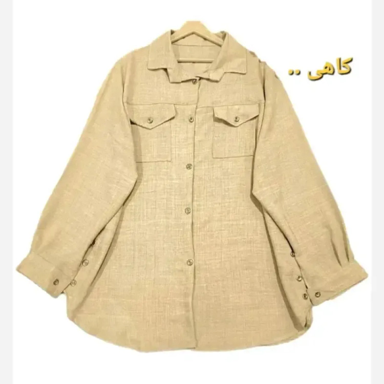 شومیز مانتویی بغل دکمه جنس شانتون درجه یک فری سایز