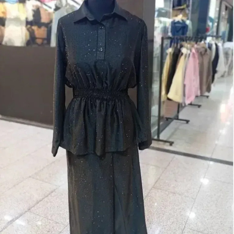 شومیز شلوار عروسکی مجلسی زنانه ساتن ویونا رنگ مشکی