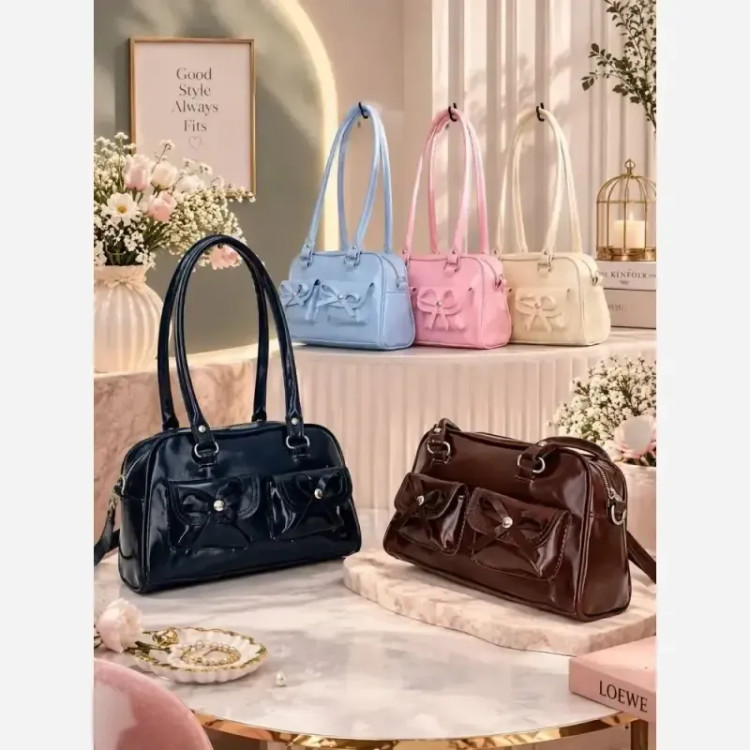کیف پاپیونی مارون دخترانه و زنانه جیب دار