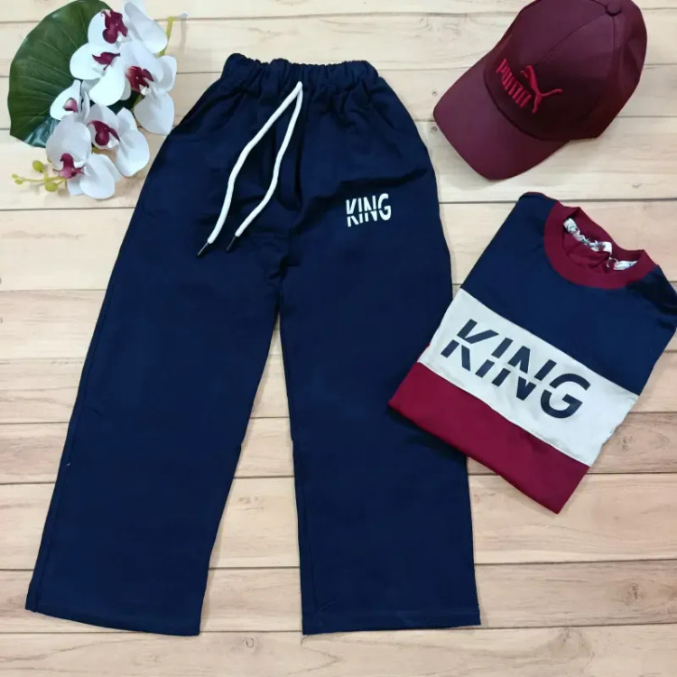 تیشرت شلوار نوجوان طرح king پنبهای سایز 55 تا 70