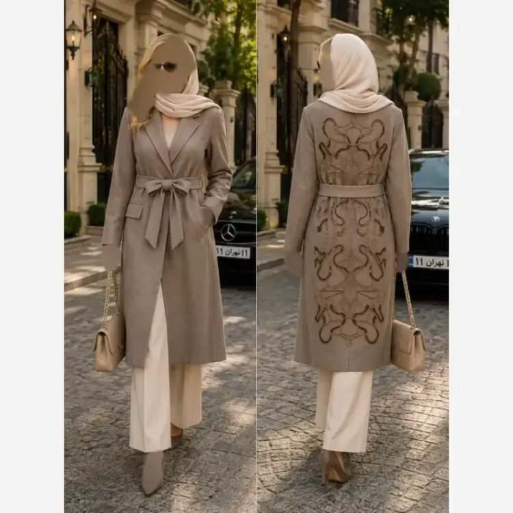 پالتو استردار گلدوزی شده زنانه
