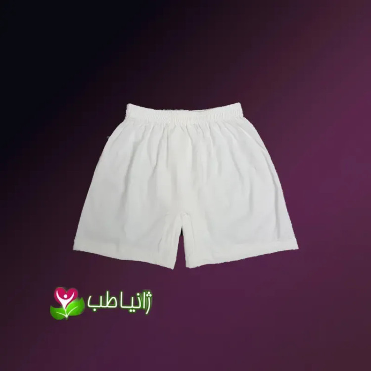 شورت پادار مردانه سایز M ژانیاطب جنس نخ پنبه طبیعی رنگ کرم روشن