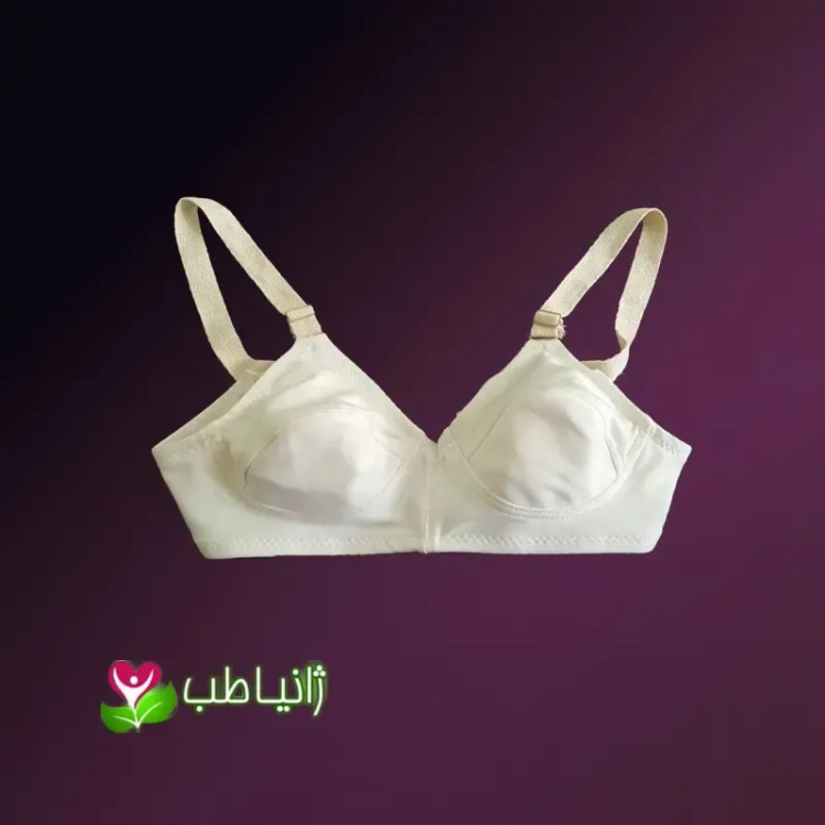 سوتین زنانه نخی الیاف طبیعی پنبه کرم روشن ضد حساسیت سایز 65 تا 95