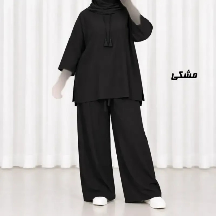 ست بلوز شلوار زنانه بیرونی جنس آیوا فری سایز مناسب تا سایز 50 چهارفصل