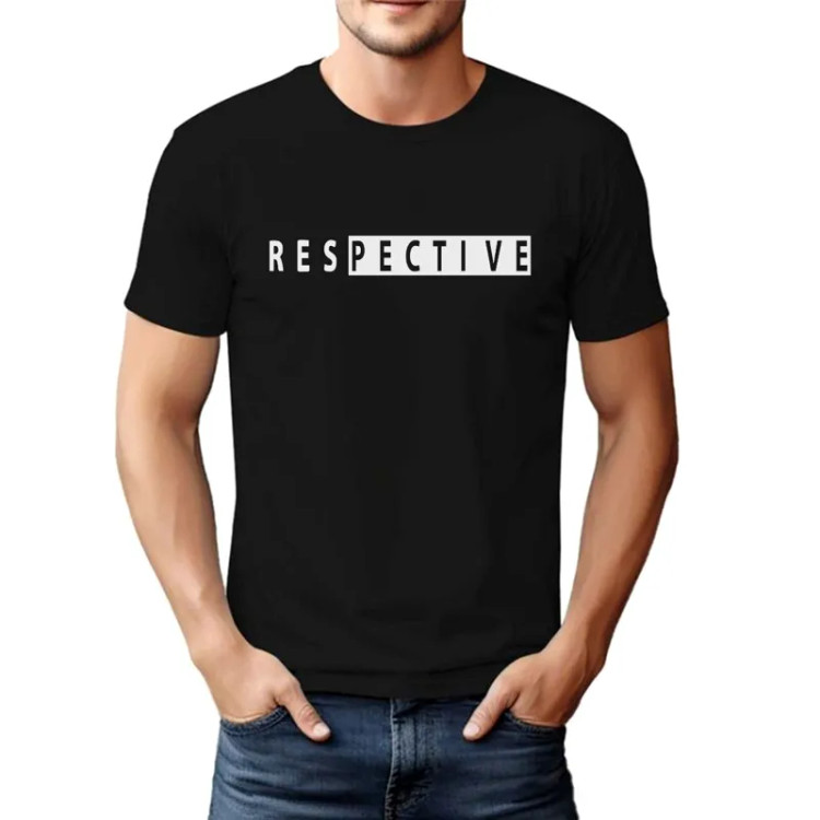 تی شرت آستین کوتاه مردانه طرح respect پنبه ای مشکی