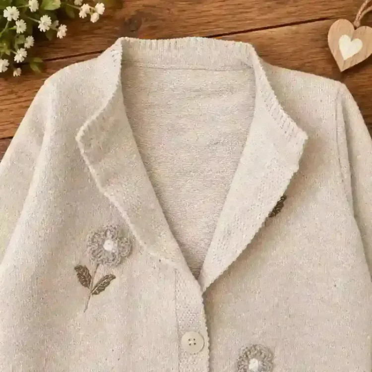 بلوز گپ جلوباز گل برجسته دخترانه ژاکت بافت بچگانه سایز 6 ماه تا 3 سال