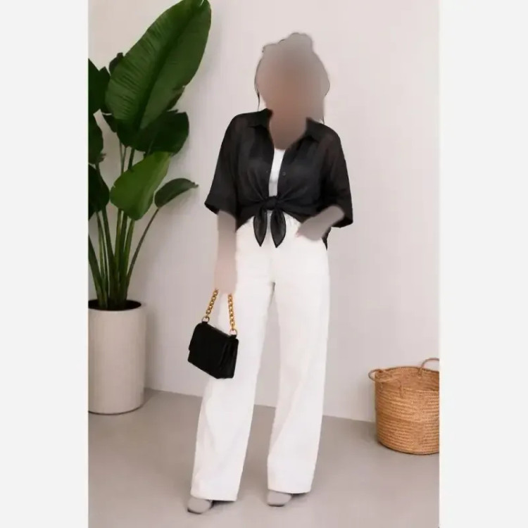شومیز گره ای زنانه جنس آیوا کریستال فری سایز