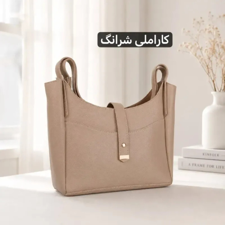 کیف زنانه روزمره چرم مصنوعی با دو بند و جیب داخلی و بیرونی