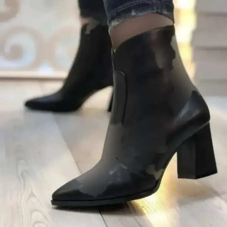نیم بوت پاشنه دار زنانه پاشنه 5 سانت سایز 37 تا 40 رنگ مشکی قهوه ای عسلی