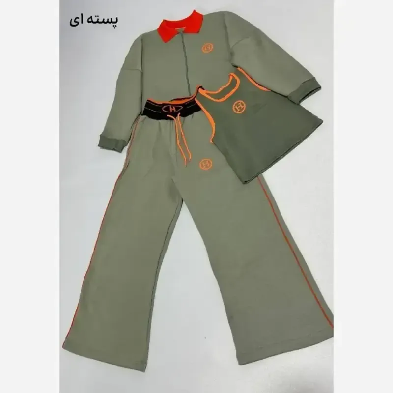 ست سه تیکه سویشرت شلوار و کراپ دورس داخل کرک هرمس